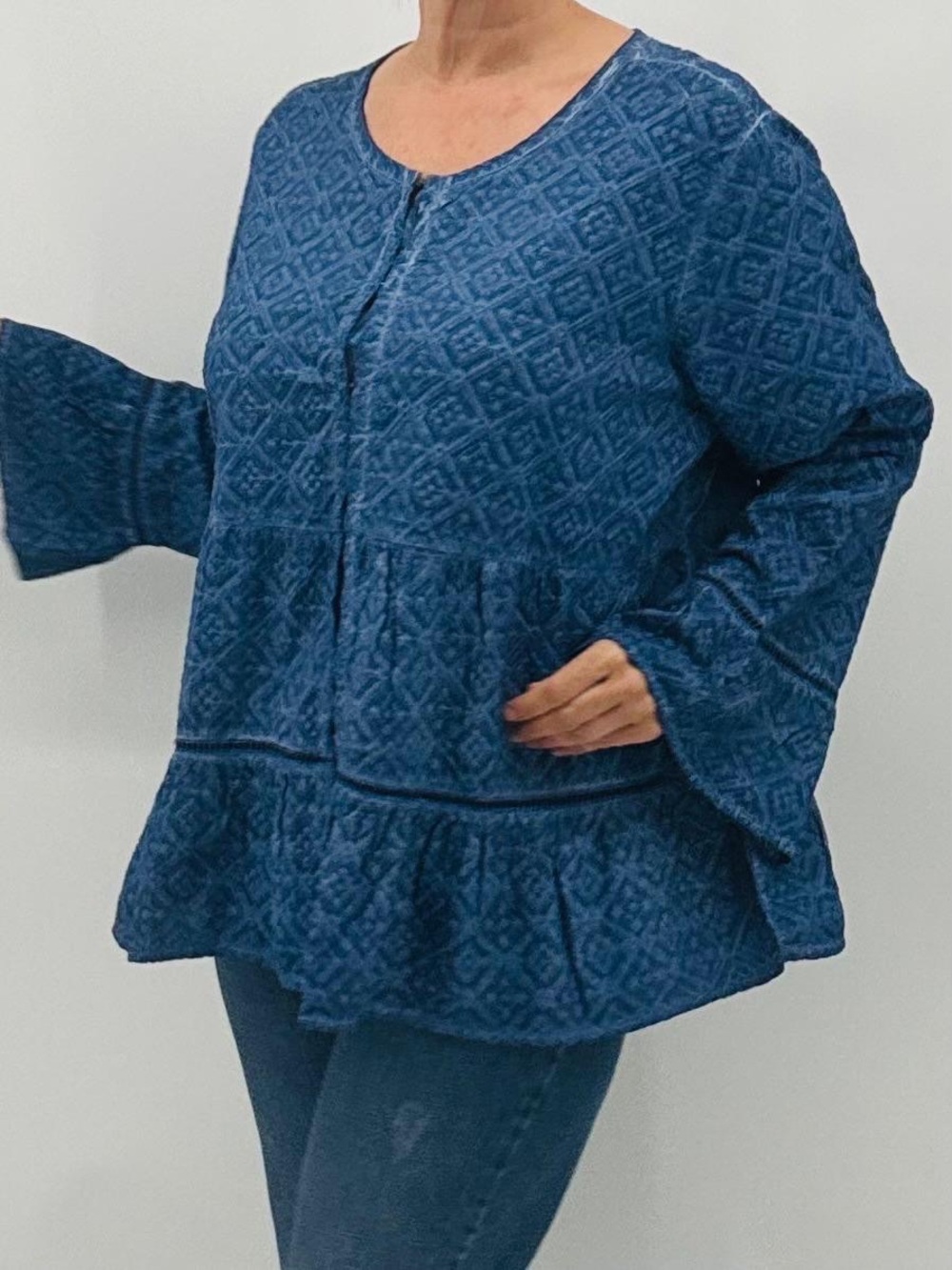 Logo Lavish by Lori Goldstein NEW Boho Embroidered Eyelet Babydoll Peasant Top